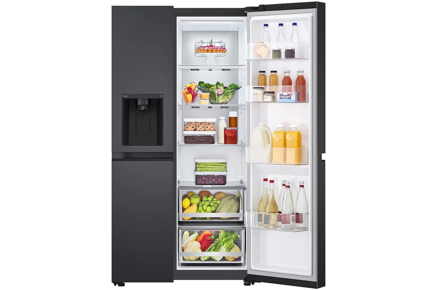 635L Side by Side Fridge in Matte Black image 2