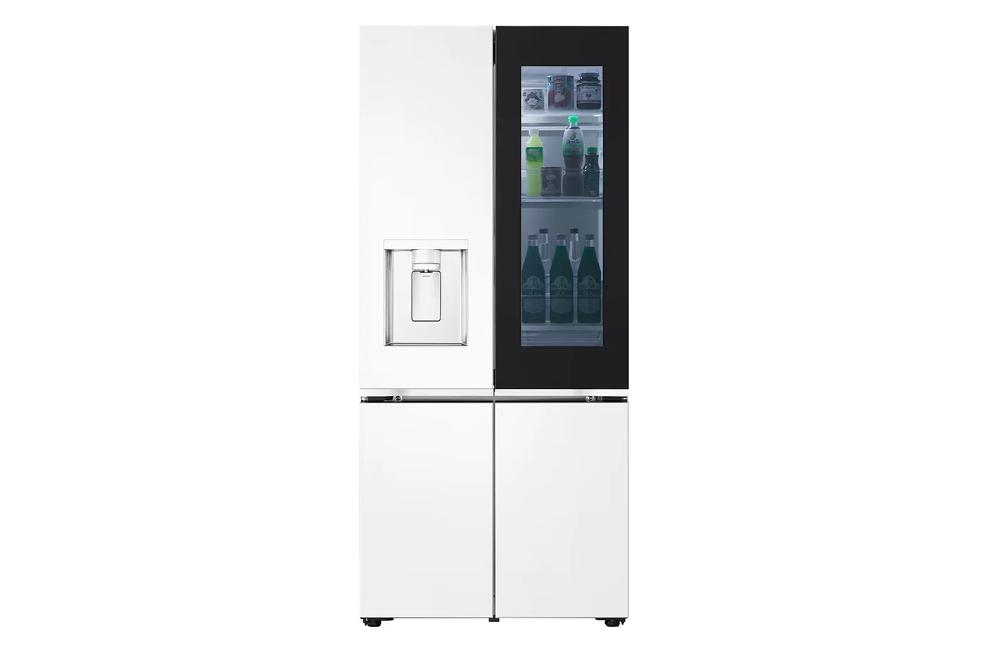 612L French Door Fridge with InstaView & Water Dispenser in White Glass Finish image 1