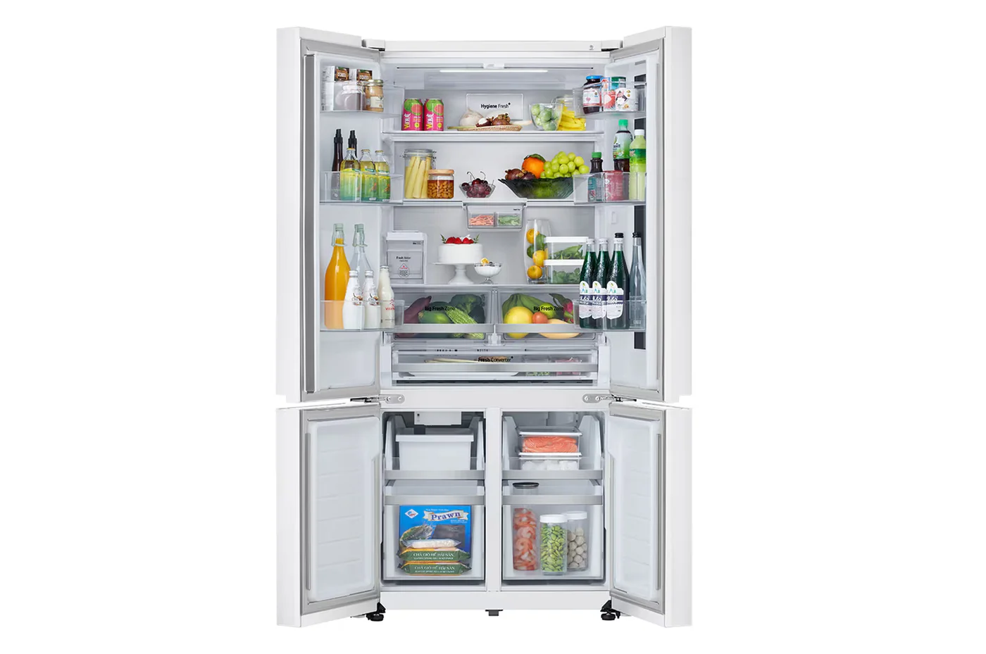 612L French Door Fridge with InstaView & Water Dispenser in White Glass Finish image 2