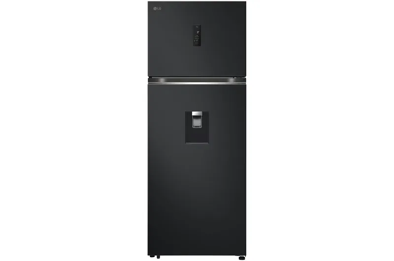 Peti Sejuk Beku Atas LG 493L, Essence Matt Black, dengan Dispenser Air dan Pembuat Ais Automatik